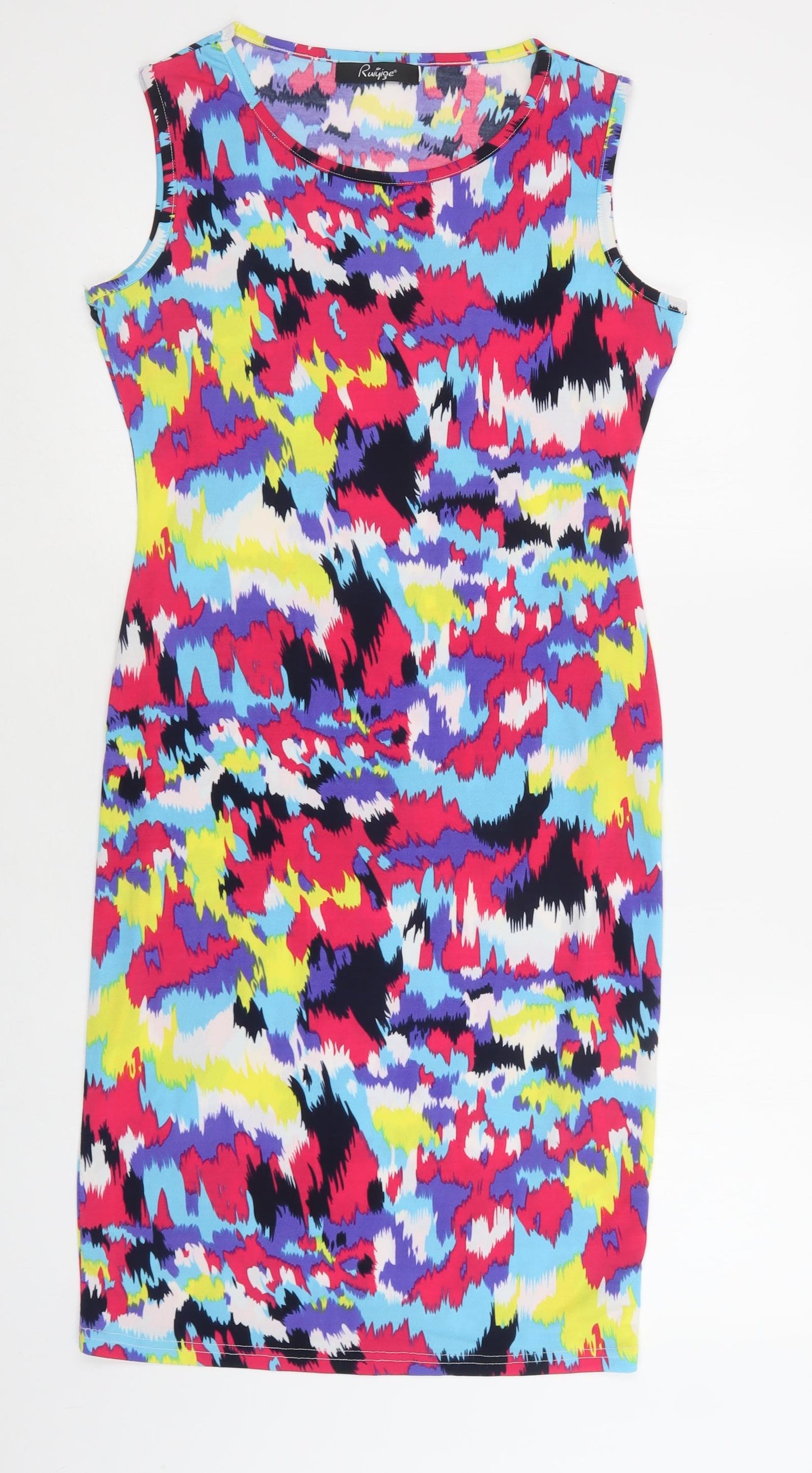 Ruiyige Womens Multicoloured Geometric Polyester Bodycon  Size M  Crew Neck
