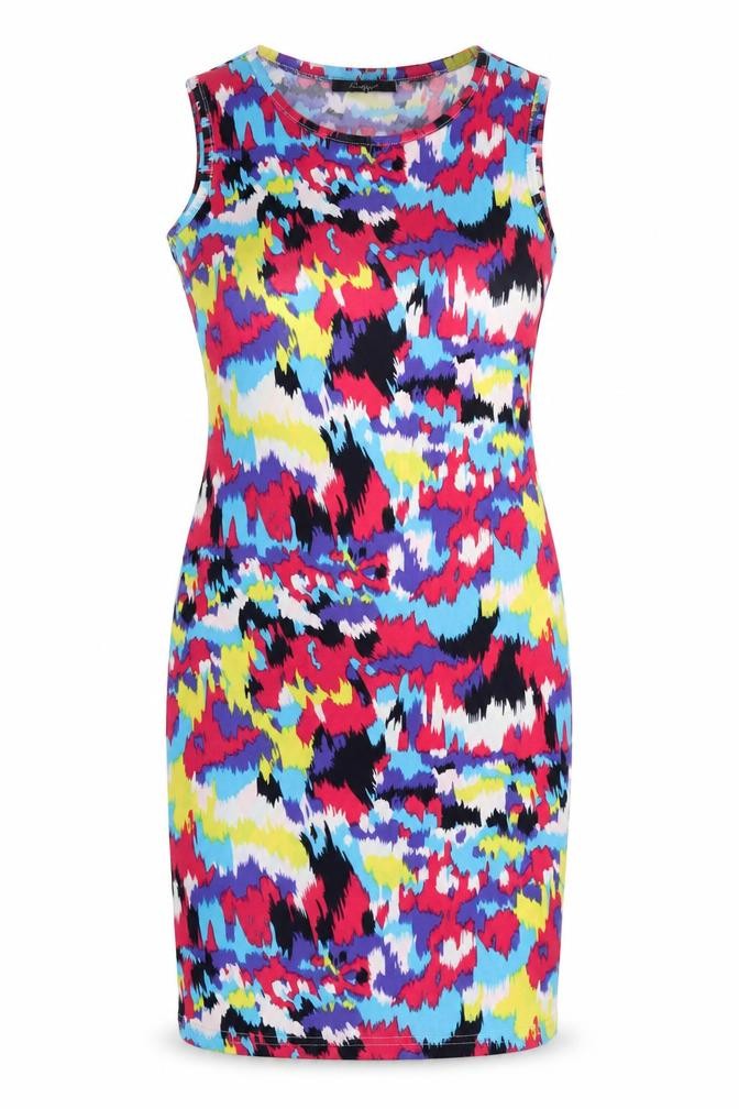 Ruiyige Womens Multicoloured Geometric Polyester Bodycon  Size M  Crew Neck