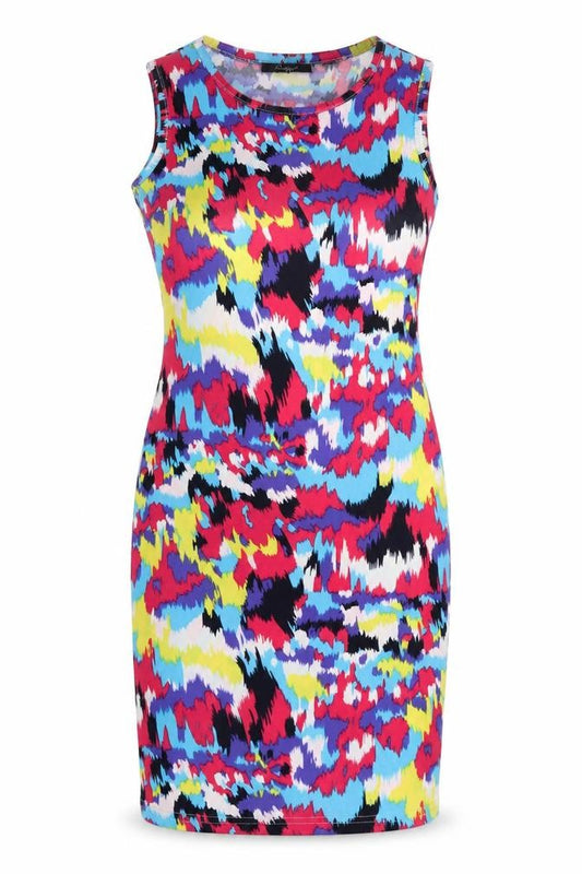 Ruiyige Womens Multicoloured Geometric Polyester Bodycon  Size M  Crew Neck