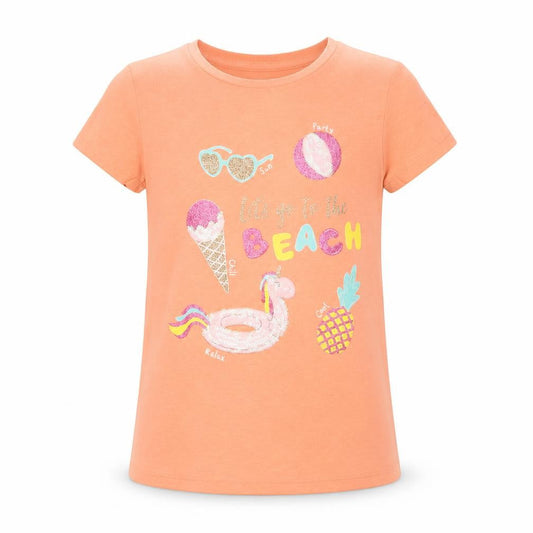 George Girls Orange  Polyester Basic Polo Size 9-10 Years Crew Neck  - Let's Go to The Beach