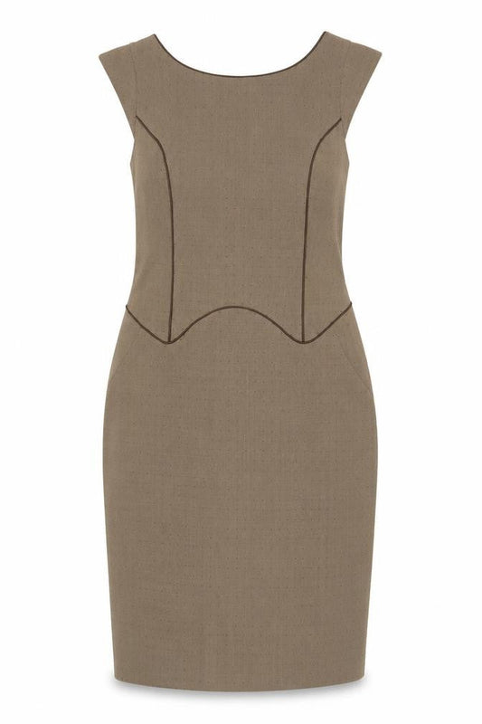 Next Womens Beige Polka Dot Polyester Pencil Dress  Size 10  Round Neck Zip
