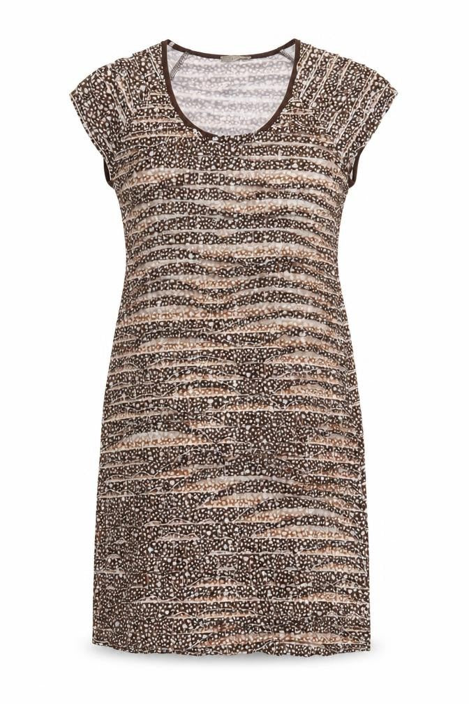 Matalan Womens Brown Animal Print Polyester A-Line  Size 16  Round Neck