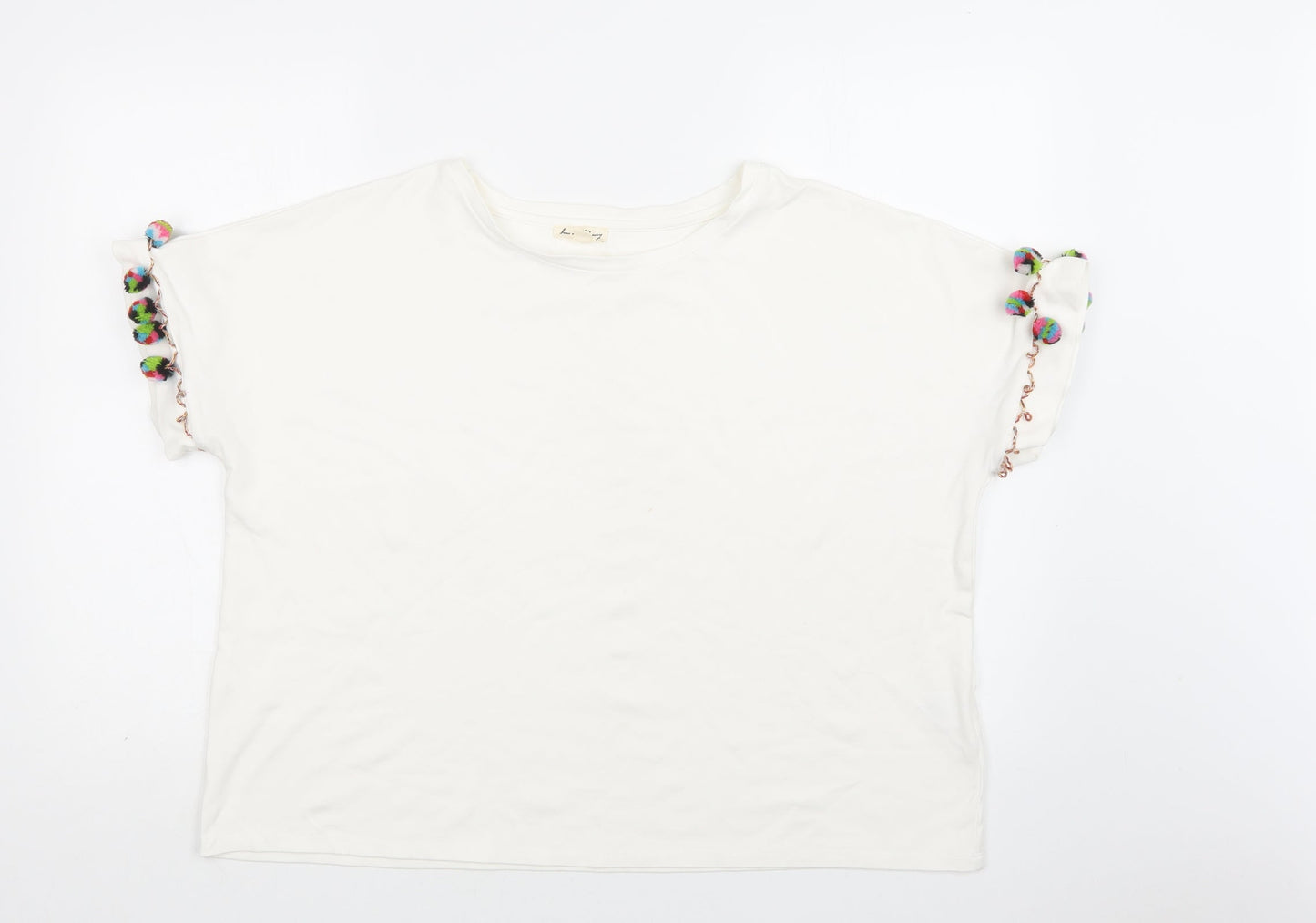 Jane and Delancey Womens White  Viscose Basic Blouse Size L Crew Neck