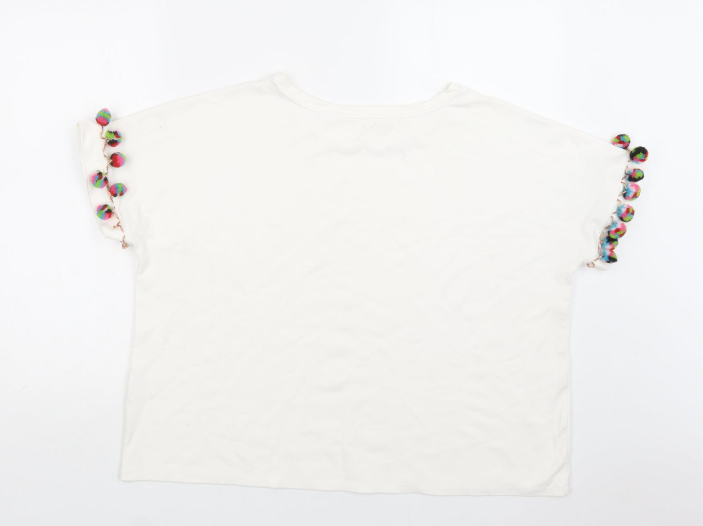 Jane and Delancey Womens White  Viscose Basic Blouse Size L Crew Neck