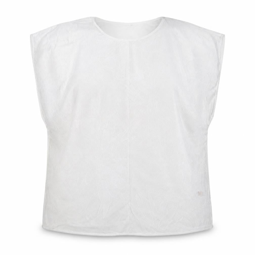 F&F Womens White Floral Polyester Basic Blouse Size XL Crew Neck