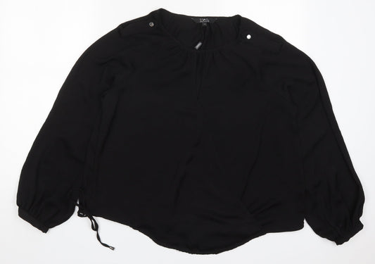 Julien Macdonald Womens Black  Polyester Basic Blouse Size 14 Round Neck
