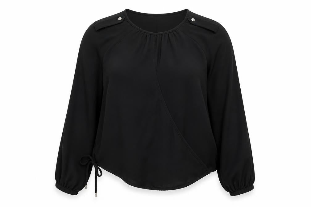 Julien Macdonald Womens Black  Polyester Basic Blouse Size 14 Round Neck