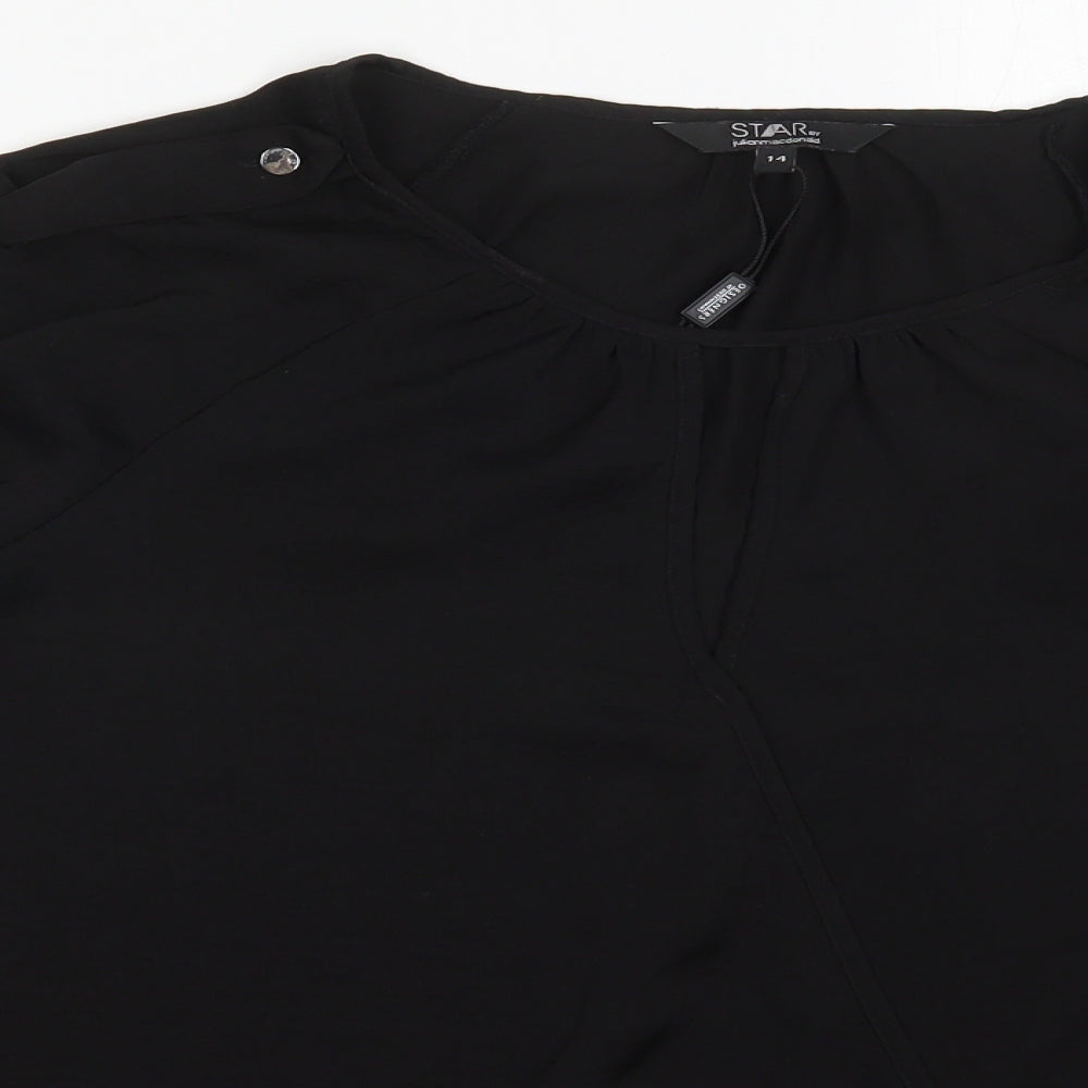 Julien Macdonald Womens Black  Polyester Basic Blouse Size 14 Round Neck