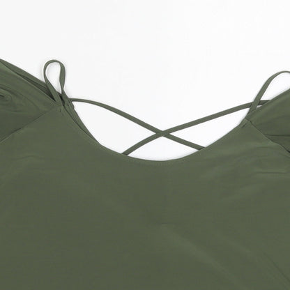 Miss Selfridge Womens Green  Polyester Basic T-Shirt Size 6 Round Neck
