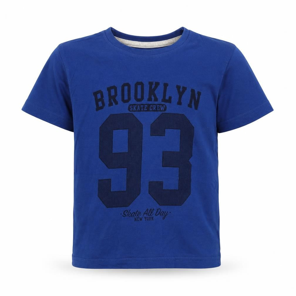 Primark Boys Blue  Cotton Basic T-Shirt Size 3-4 Years Crew Neck Pullover - Brooklyn New York