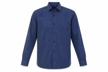 Debenhams Mens Blue Striped Polyester  Button-Up Size 15 Collared Button