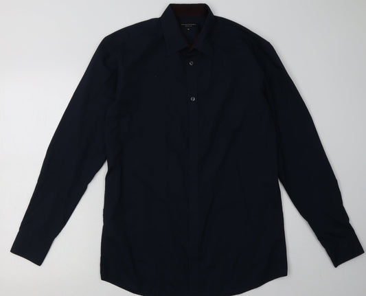 Matalan Mens Blue  Cotton  Button-Up Size 15 Collared Button