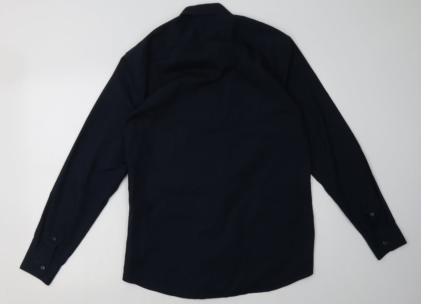 Matalan Mens Blue  Cotton  Button-Up Size 15 Collared Button