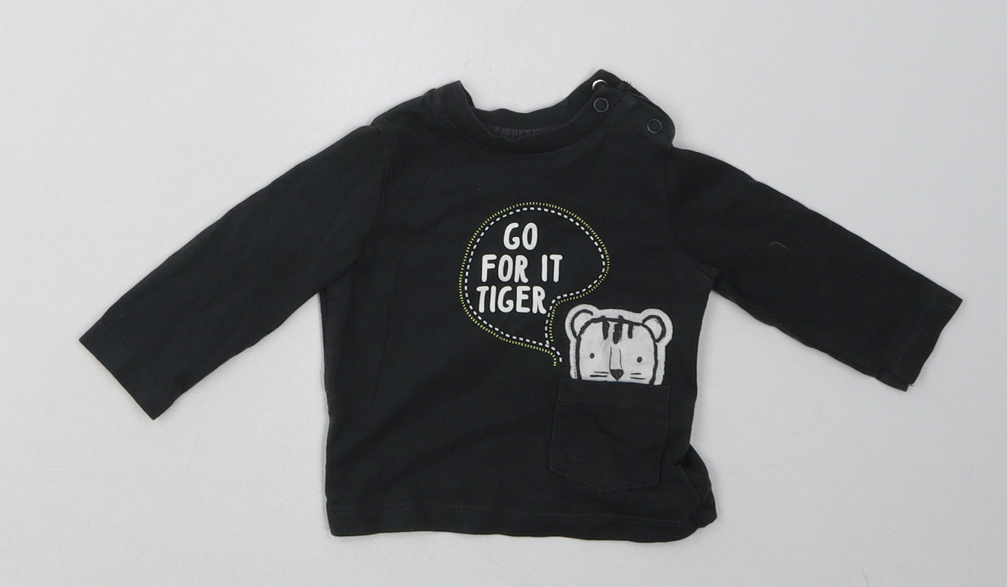 F&F Boys Grey  Cotton Basic Casual Size 0-3 Months Crew Neck Pullover - go for it tiger