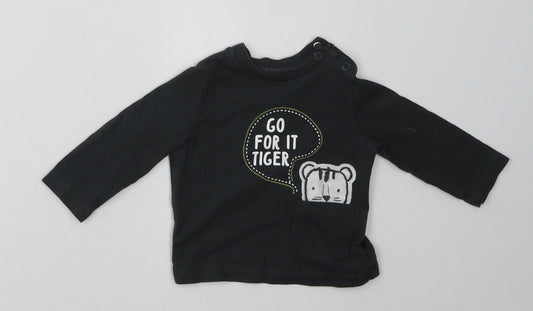 F&F Boys Grey  Cotton Basic Casual Size 0-3 Months Crew Neck Pullover - go for it tiger
