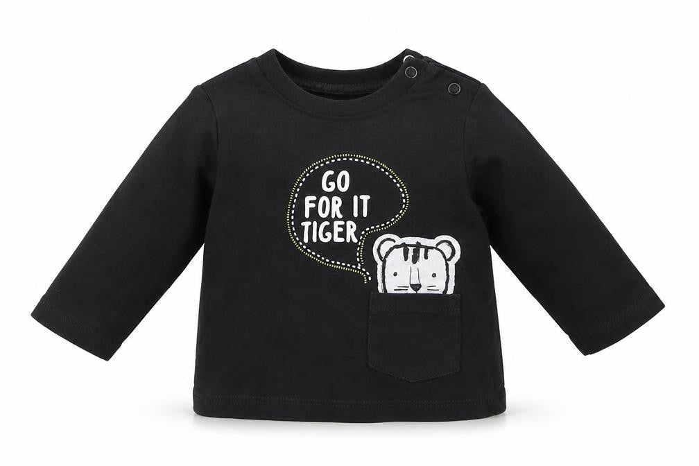 F&F Boys Grey  Cotton Basic Casual Size 0-3 Months Crew Neck Pullover - go for it tiger