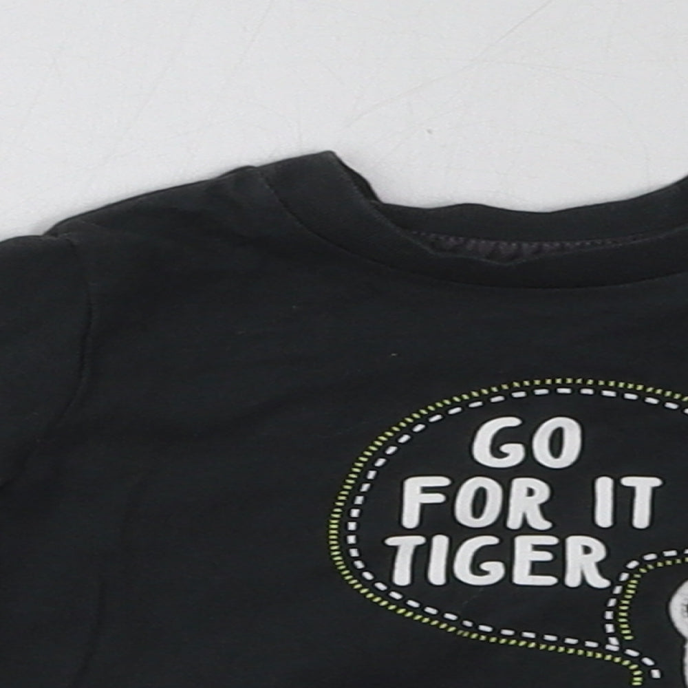 F&F Boys Grey  Cotton Basic Casual Size 0-3 Months Crew Neck Pullover - go for it tiger
