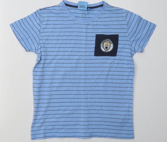 Fanatics Boys Blue Striped Cotton Basic T-Shirt Size 12-13 Years Crew Neck Pullover - Everton FC