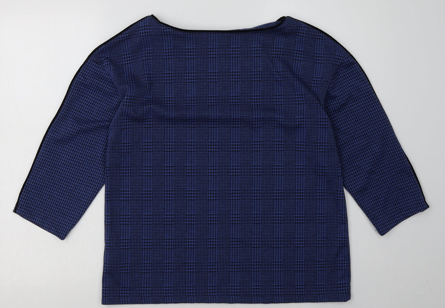 Marks and Spencer Womens Blue Check Polyester Pullover Sweatshirt Size 12  Pullover