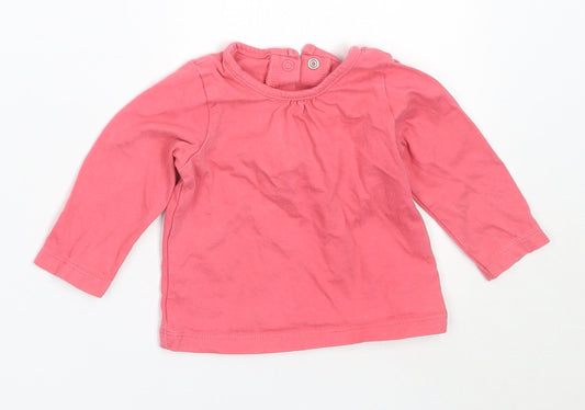 Matalan Girls Pink  Cotton Basic T-Shirt Size 3-6 Months Round Neck