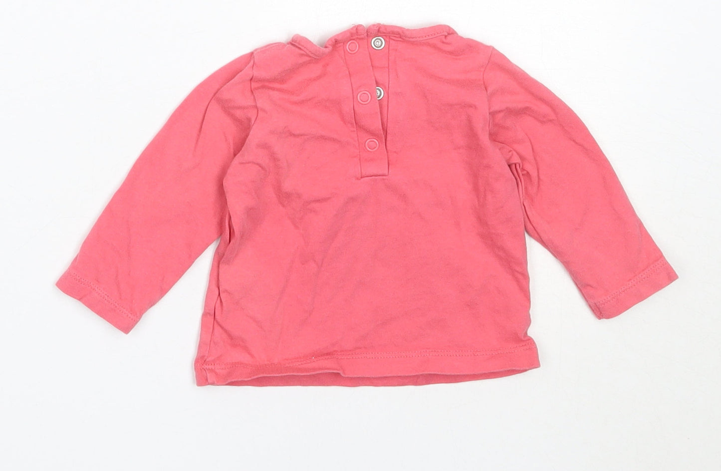 Matalan Girls Pink  Cotton Basic T-Shirt Size 3-6 Months Round Neck