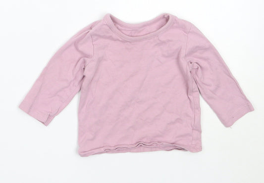 George Girls Purple  Cotton Basic T-Shirt Size 3-6 Months Round Neck