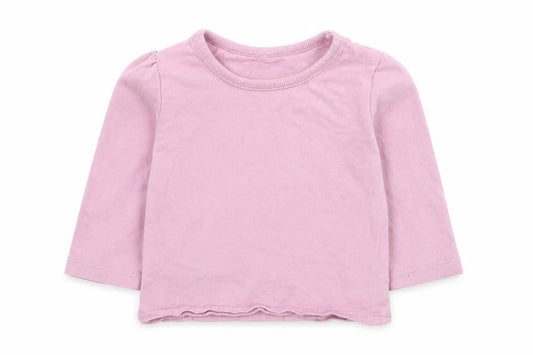George Girls Purple  Cotton Basic T-Shirt Size 3-6 Months Round Neck
