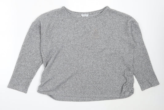Papaya Womens Grey Round Neck  Polyester Pullover Jumper Size L