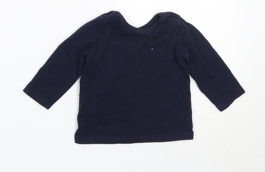 George Girls Blue  Cotton Basic T-Shirt Size 3-6 Months Round Neck