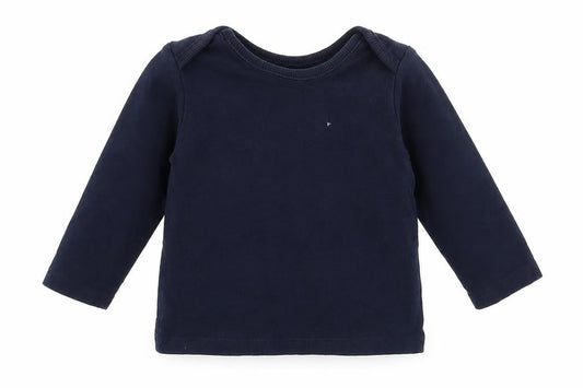 George Girls Blue  Cotton Basic T-Shirt Size 3-6 Months Round Neck