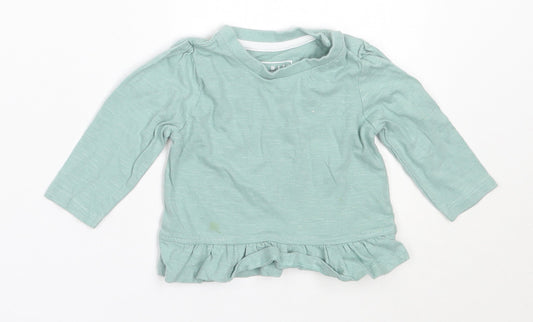Primark Girls Blue  Cotton Basic T-Shirt Size 3-6 Months Round Neck