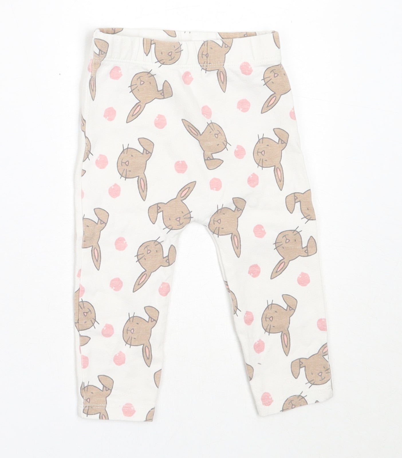 George Girls White  Cotton Capri Leggings Size 6-9 Months