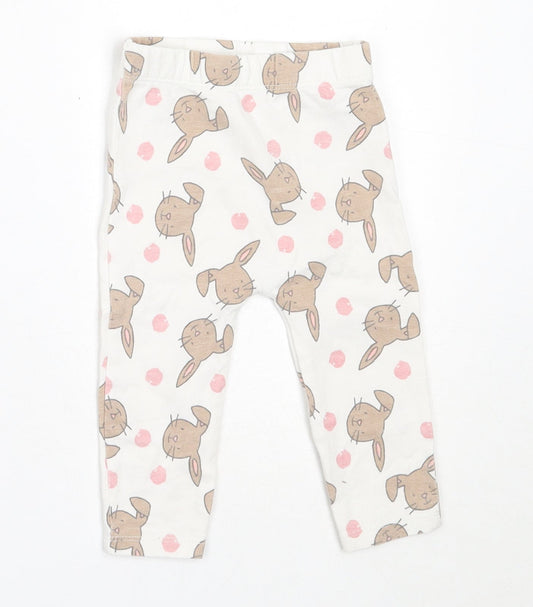 George Girls White  Cotton Capri Leggings Size 6-9 Months