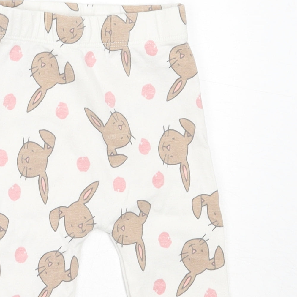 George Girls White  Cotton Capri Leggings Size 6-9 Months
