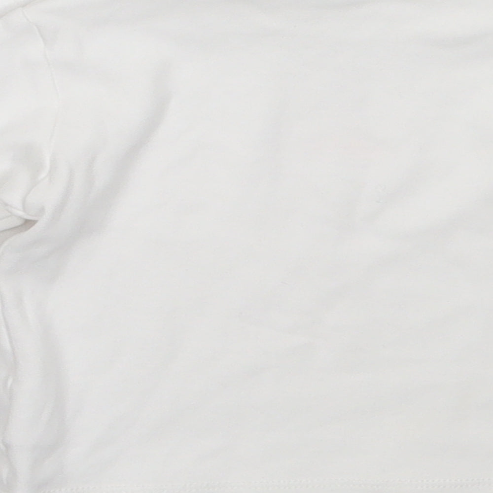Betetto Girls White  Cotton Basic T-Shirt Size 12-18 Months High Neck