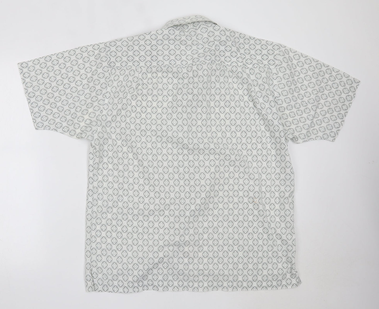 Petroleum Mens White Geometric Cotton  Button-Up Size L Collared