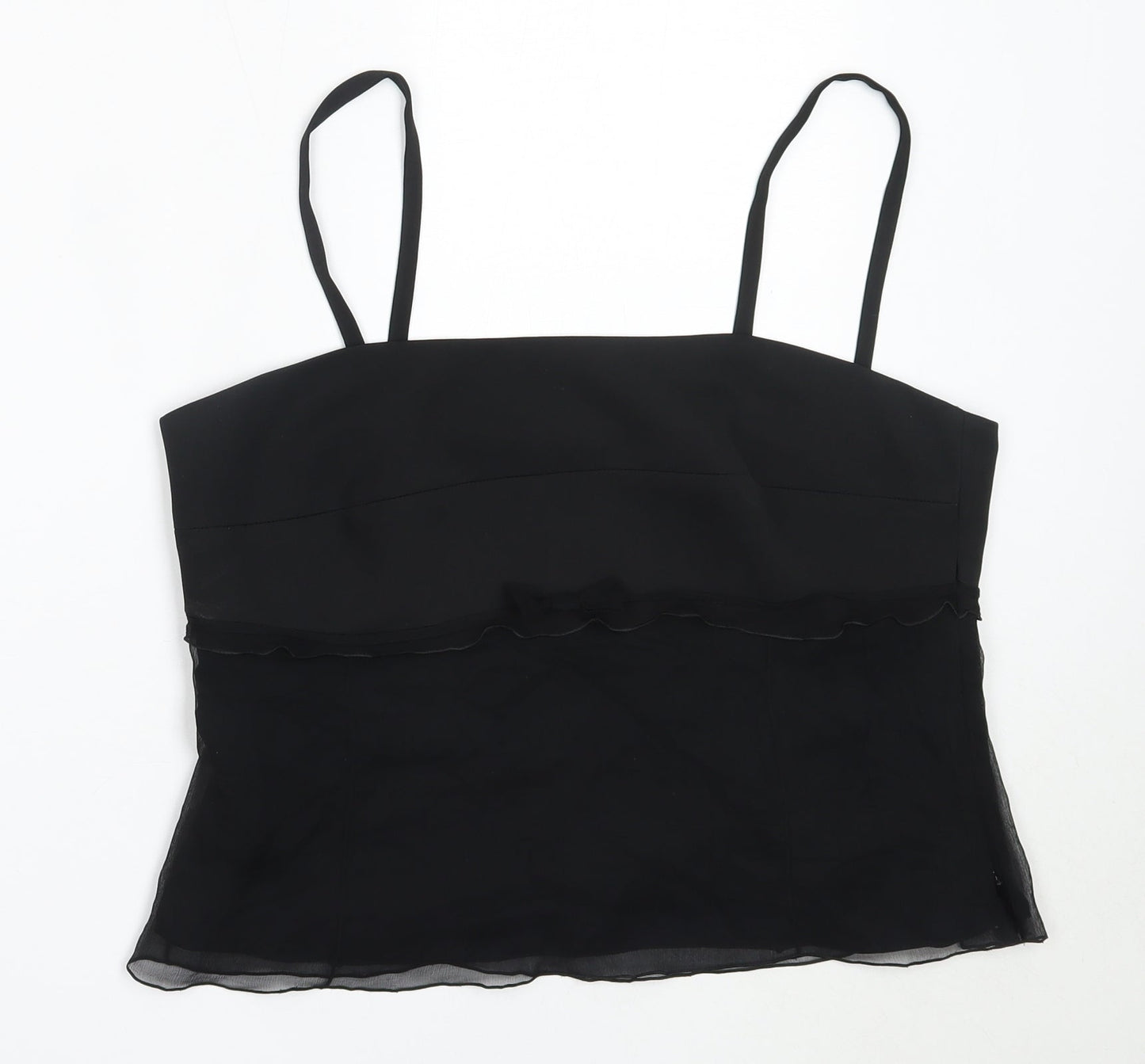 Preworn Womens Black  Polyester Camisole Blouse Size 16 Square Neck