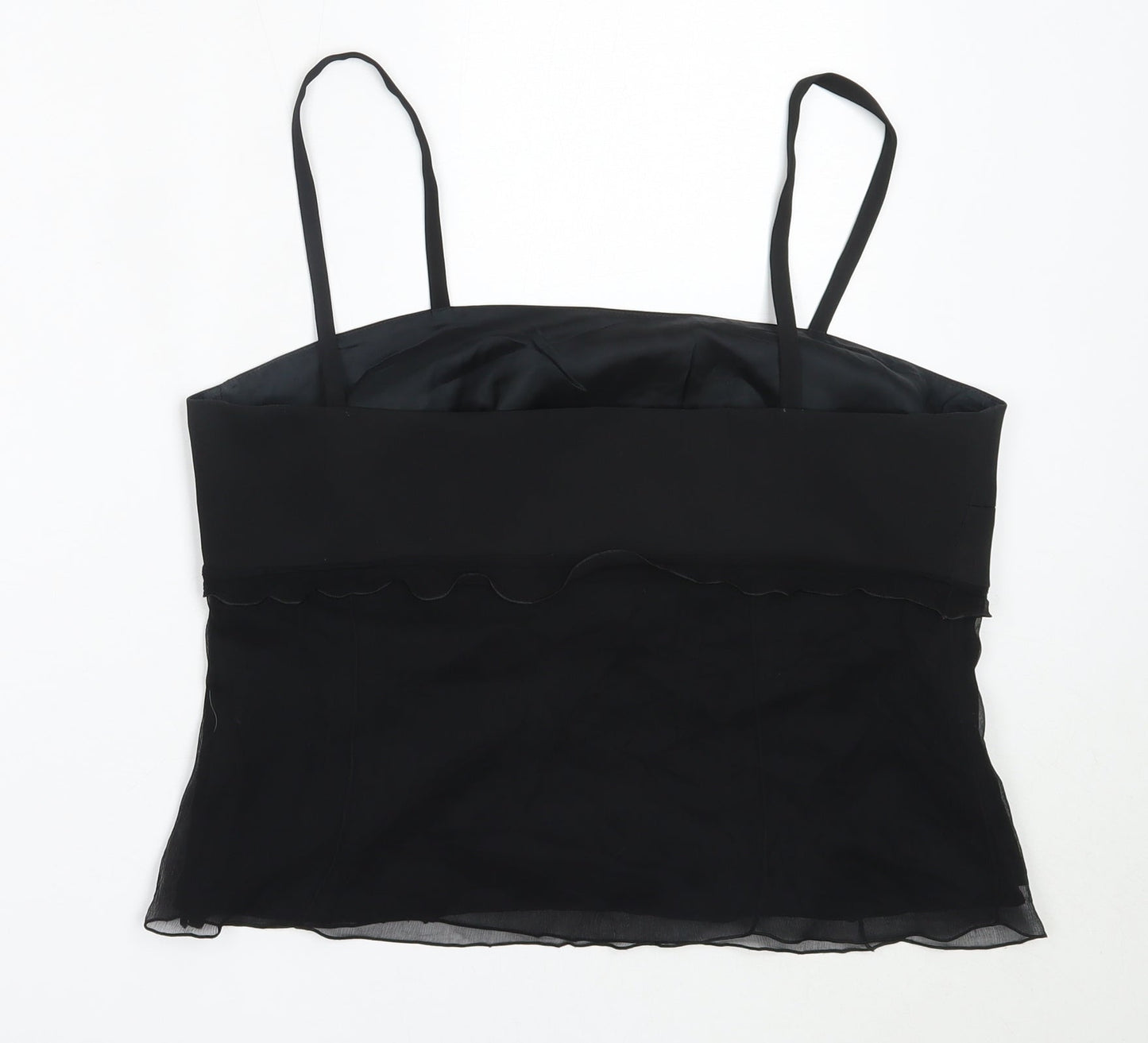 Preworn Womens Black  Polyester Camisole Blouse Size 16 Square Neck