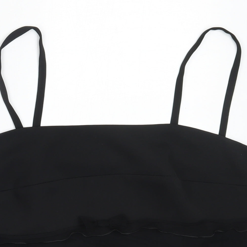 Preworn Womens Black  Polyester Camisole Blouse Size 16 Square Neck