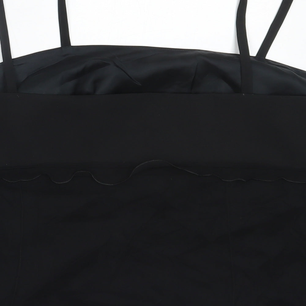 Preworn Womens Black  Polyester Camisole Blouse Size 16 Square Neck