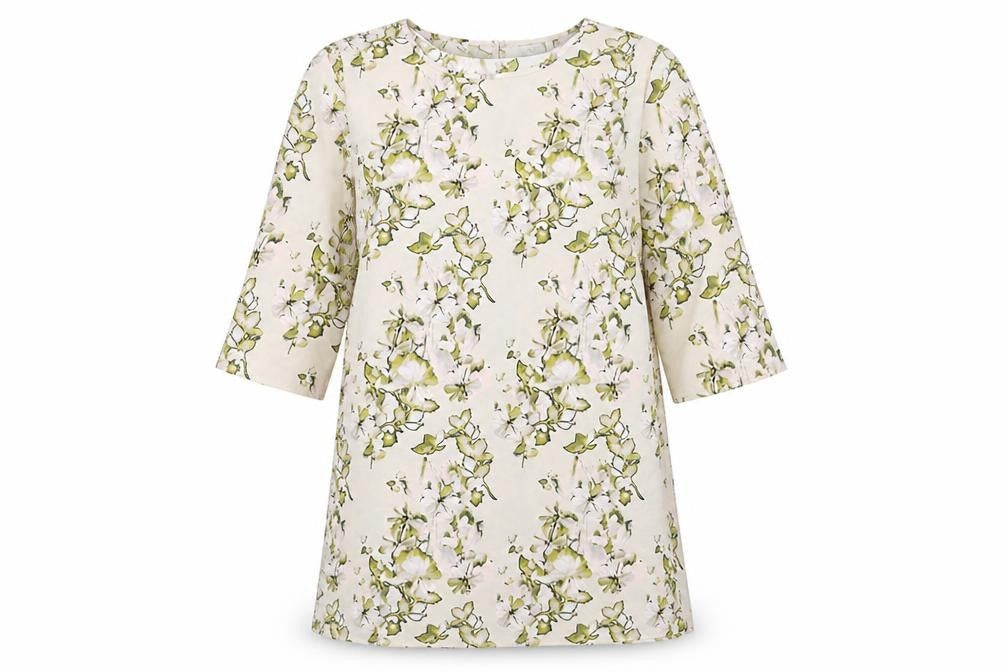 VILA Womens Ivory Floral Polyester Tunic Blouse Size M Round Neck