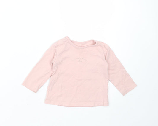 George Girls Pink  Cotton Basic T-Shirt Size 6-9 Months Round Neck  - Wide Awake