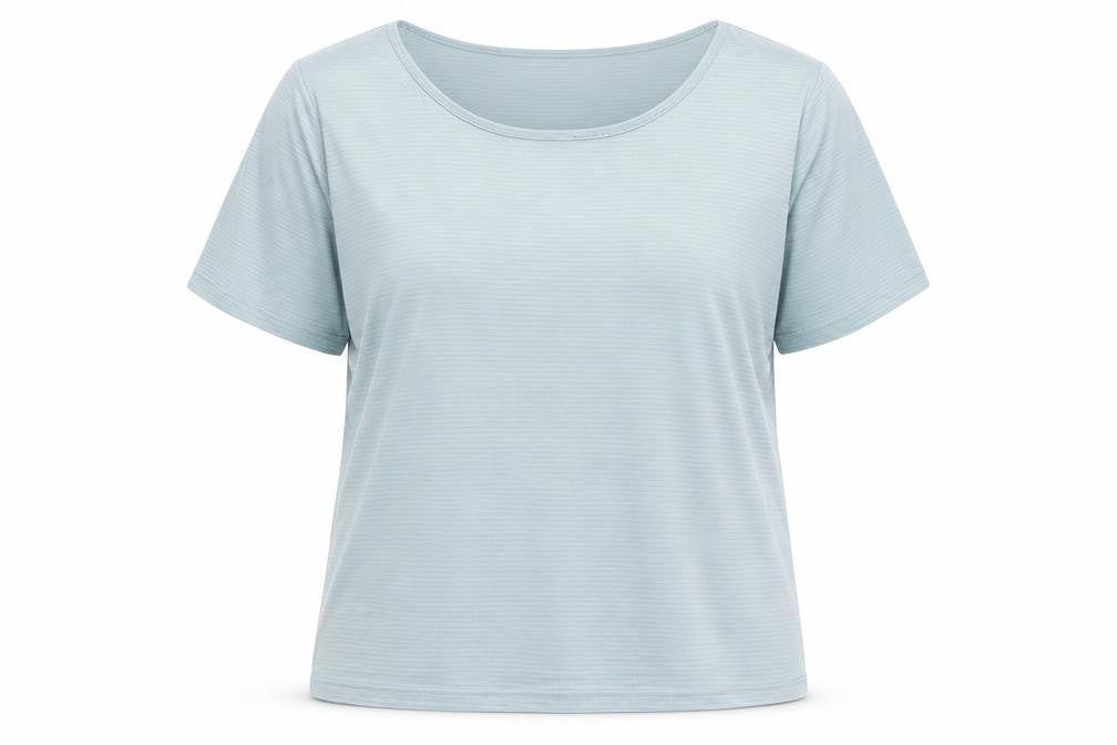 XT Womens Green Striped Polyester Basic T-Shirt Size 14 Round Neck