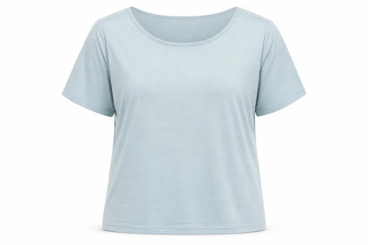XT Womens Green Striped Polyester Basic T-Shirt Size 14 Round Neck
