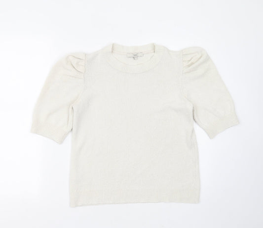 NEXT Womens Ivory Round Neck  Cotton Pullover Jumper Size 10