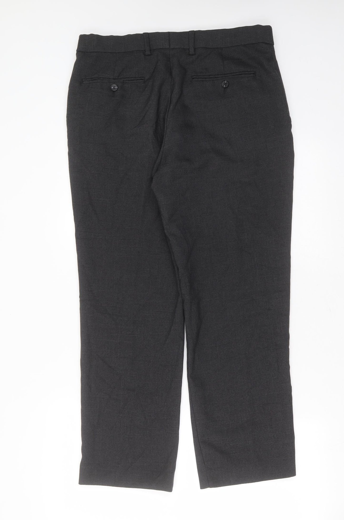 F&F  Mens Grey  Polyester Trousers  Size 34 in L28 in Regular Zip
