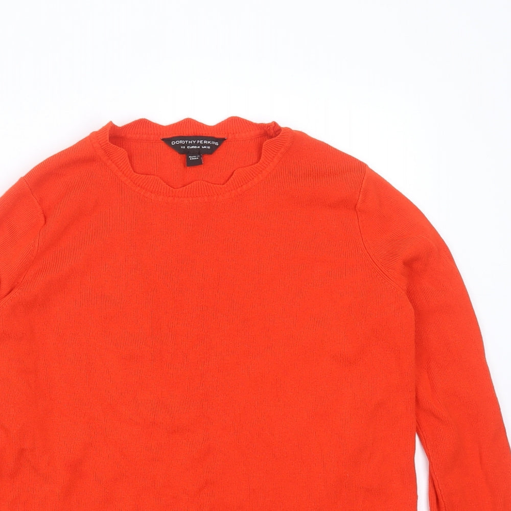 Dorothy Perkins Womens Orange Round Neck  Viscose Pullover Jumper Size 12