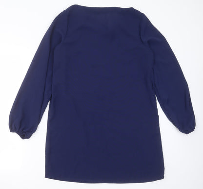 SHEIN Womens Blue  Polyester Shift  Size L  V-Neck