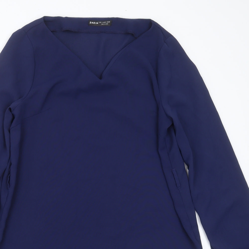 SheIn Womens Blue  Polyester Shift  Size L  V-Neck