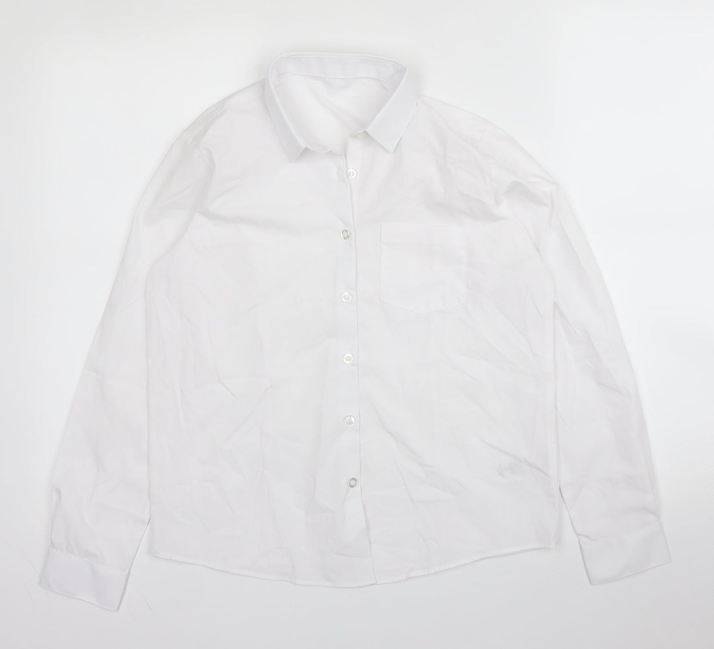 George Boys White  Cotton Basic Button-Up Size 11 Years Collared Button